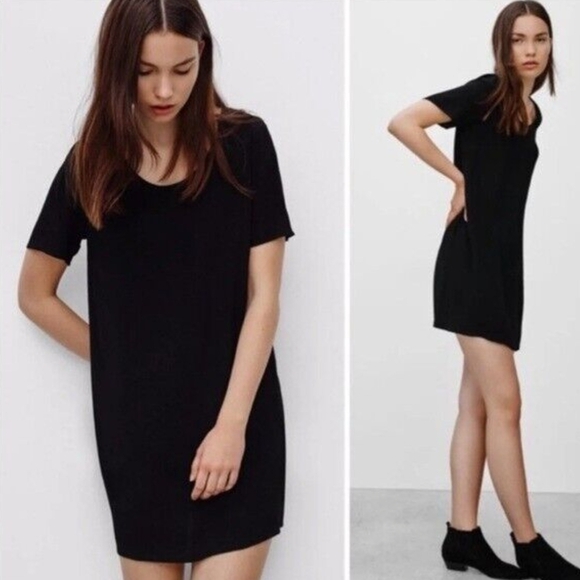 Aritzia - Wilfred Black Sheath Mini Dress Scoop Neck Short Sleeve - Picture 1 of 8